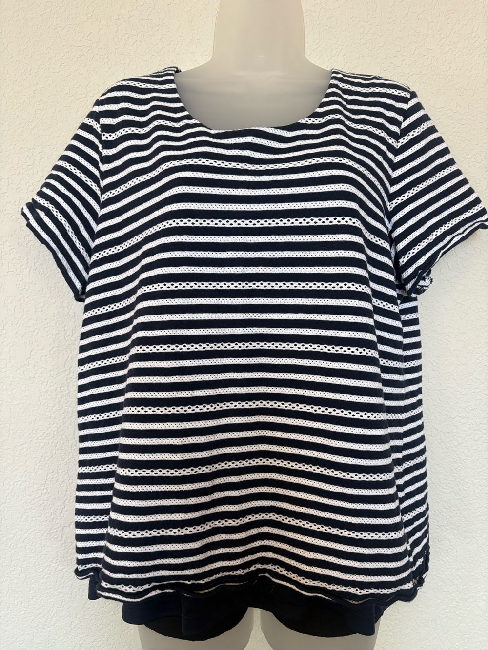 Striped Short Sleeve Top - Black & White
